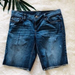 LOFT Denim Jean Bermuda Distressed Summer Shorts 4